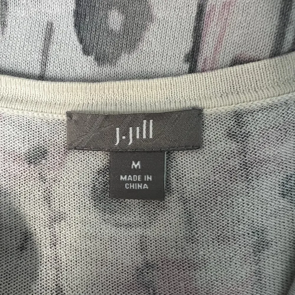 J.Jill Silk Cotton Cashmere Floral Cardigan Sweater Womens Medium Quiet Luxury